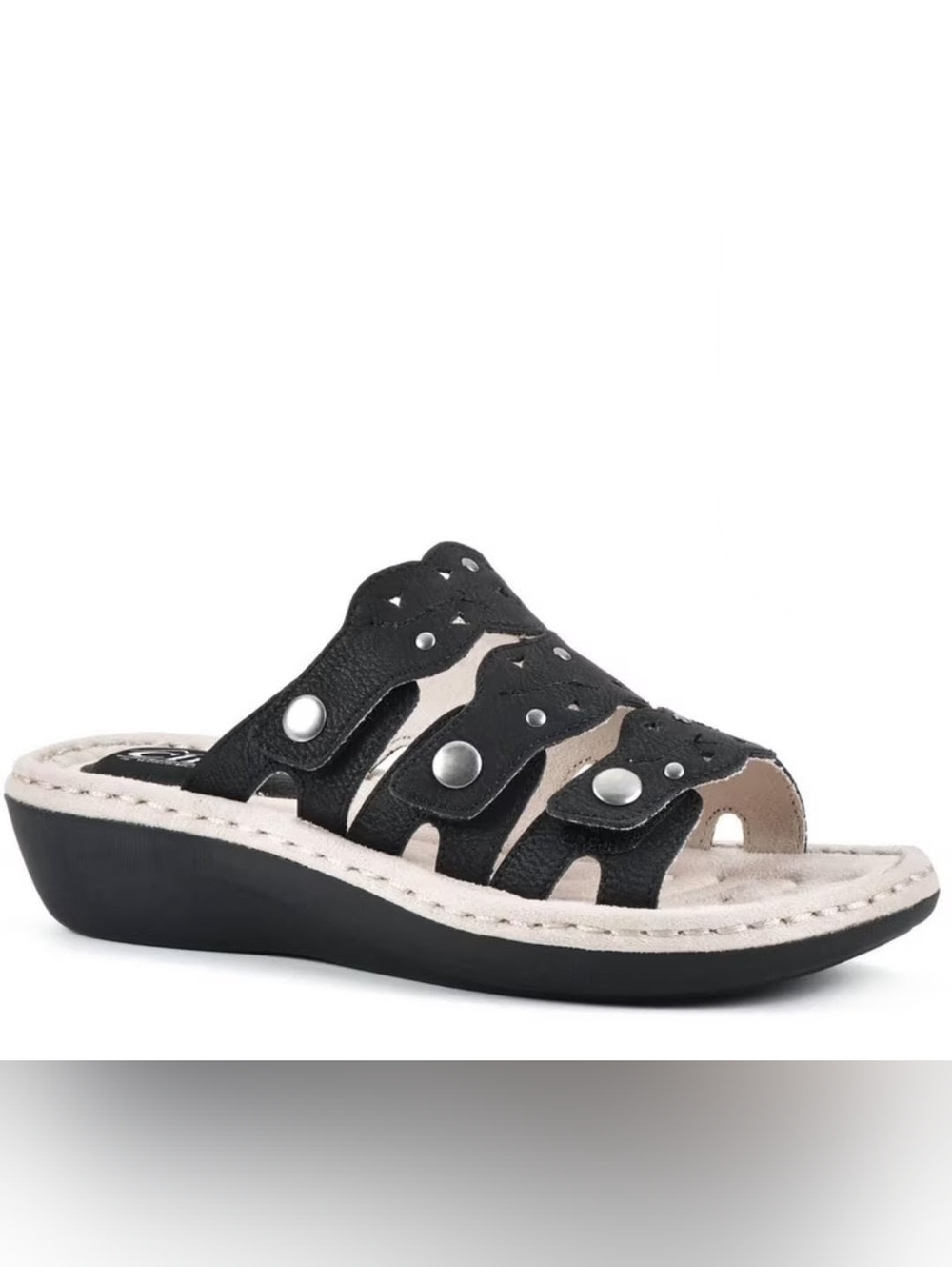 Cliffs by White Mountain Caring Slip On Slide Sandals in BLACK Sz 6.5M NIB